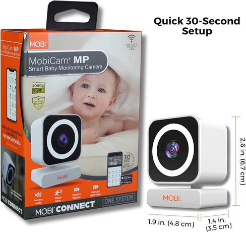 MOBI Connect Indoor Monitoring Camera with Two-Way Audio and 90 Degree Field of View, Night Vision, Motion Detection, Bluetooth and Wi-Fi Connectivity, Smart App Connection with Alerts in Saudi Arabia
