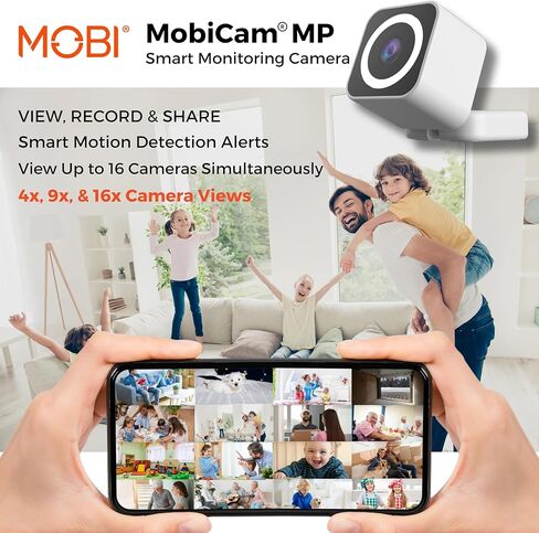MOBI Connect Indoor Monitoring Camera with Two-Way Audio and 90 Degree Field of View, Night Vision, Motion Detection, Bluetooth and Wi-Fi Connectivity, Smart App Connection with Alerts in Saudi Arabia