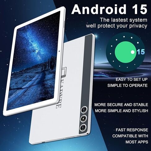 2026 Latest Android 15 Tablet, 10 inch Tablets with 128GB Storage 14GB RAM 1TB Expandable, Dual 4G Cellular Tablets with keyboard Support 5Ghz WiFi/Bluetooth 5.0, Octa-Core Processor, FHD IPS Screen in Kuwait
