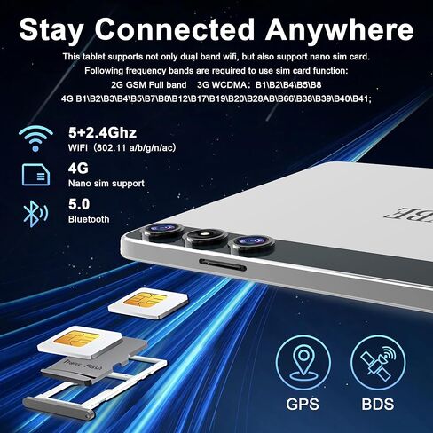 2026 Latest Android 15 Tablet, 10 inch Tablets with 128GB Storage 14GB RAM 1TB Expandable, Dual 4G Cellular Tablets with keyboard Support 5Ghz WiFi/Bluetooth 5.0, Octa-Core Processor, FHD IPS Screen in Kuwait