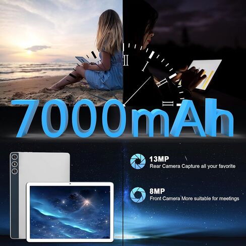 2026 Latest Android 15 Tablet, 10 inch Tablets with 128GB Storage 14GB RAM 1TB Expandable, Dual 4G Cellular Tablets with keyboard Support 5Ghz WiFi/Bluetooth 5.0, Octa-Core Processor, FHD IPS Screen in Kuwait