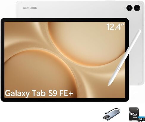 جهاز لوحي Samsung Galaxy Tab S9 FE+ مقاس 12.4 بوصة وسعة 128 جيجابايت باللون الفضي (الإصدار الأمريكي 2023) يعمل بنظام Android مزود ببطاقة MicroSD بسعة 128 جيجابايت وموزع USB-C 5 في 1 لسطح البخار in Saudi Arabia