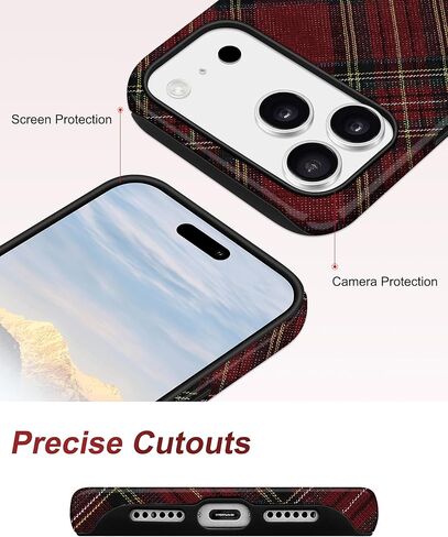 حافظة هاتف مغناطيسية منقوشة لهاتف iPhone 17 Pro، متوافقة مع MagSafe، غطاء هاتف واقٍ ناعم من مادة TPU والكمبيوتر الصلب المقاوم للصدمات للنساء والفتيات - أحمر in Kuwait