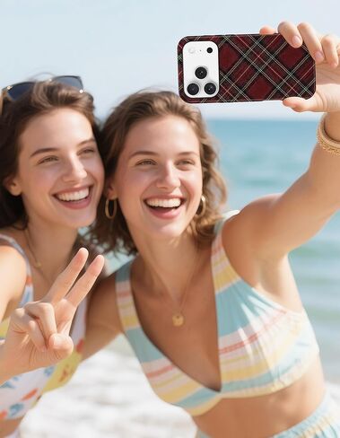 حافظة هاتف مغناطيسية منقوشة لهاتف iPhone 17 Pro، متوافقة مع MagSafe، غطاء هاتف واقٍ ناعم من مادة TPU والكمبيوتر الصلب المقاوم للصدمات للنساء والفتيات - أحمر in Kuwait