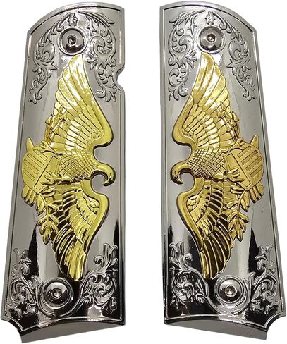 1911 Full-Size Metal Grips for Kimber, Colt, Rock Island, Springfield, Taurus, and Clones 1911 Full-Size Grips (Government/Commander) â.“ Gold & Silver Bald Eagle, Ornate Scrollwork, Ambi-Cut in Saudi Arabia