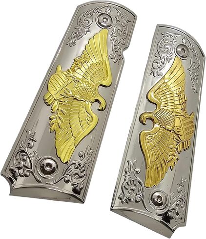 1911 Full-Size Metal Grips for Kimber, Colt, Rock Island, Springfield, Taurus, and Clones 1911 Full-Size Grips (Government/Commander) â.“ Gold & Silver Bald Eagle, Ornate Scrollwork, Ambi-Cut in Saudi Arabia
