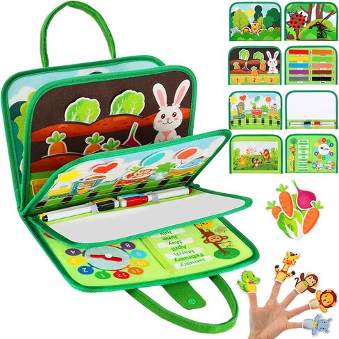 Busy Board for Toddlers, Montessori Toys for Boys Girls, Educational Learning Activity Quiet Book with Life Skills, Toddler Travel Toys Birthday Gifts (Green) in Saudi Arabia