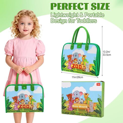 Busy Board for Toddlers, Montessori Toys for Boys Girls, Educational Learning Activity Quiet Book with Life Skills, Toddler Travel Toys Birthday Gifts (Green) in Saudi Arabia
