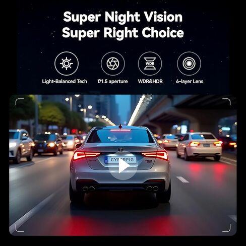 Dash Cam Front Rear, 4K/2K Full HD Dash Camera for Cars, Included 128GB Card, Built-in Wi-Fi GPS, 3" IPS Screen, Night Vision, Wide Angle, WDR, 24H Parking Mode in Saudi Arabia