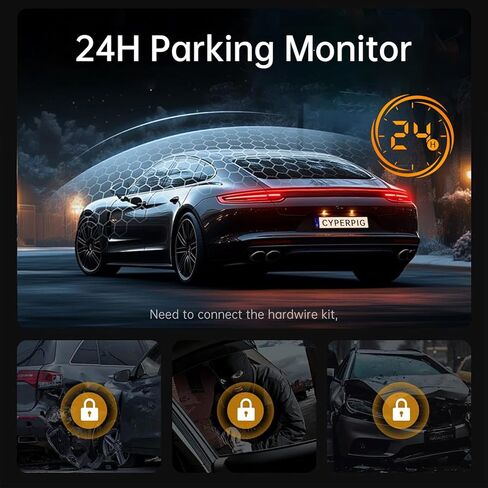 Dash Cam Front Rear, 4K/2K Full HD Dash Camera for Cars, Included 128GB Card, Built-in Wi-Fi GPS, 3" IPS Screen, Night Vision, Wide Angle, WDR, 24H Parking Mode in Saudi Arabia