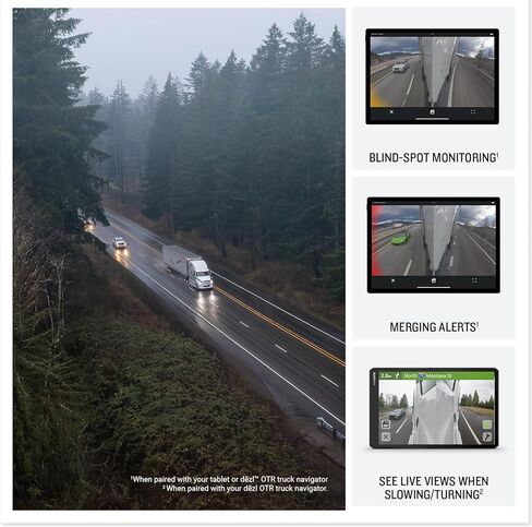 Garmin dēzl™ DualView, Rugged Side Camera System, See Live Views Down Each Side of Your Truck, Blind-Spot Monitoring with Merging Alerts, Incident Recording, Works with Your Tablet or Compatible GPS in Saudi Arabia