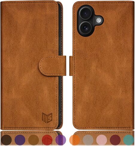 SUANPOT Compatible with iPhone 17 6.3" Wallet case with RFID Blocking Credit Card Holder,Flip Book PU Leather Protective Cover Women Men for Apple 17 Phone case Light Brown in Saudi Arabia