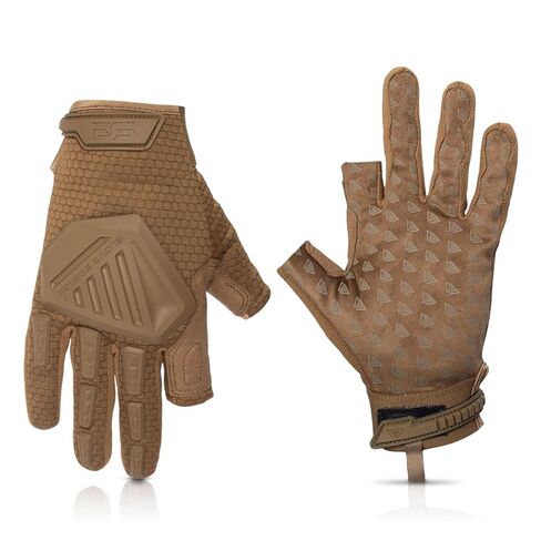قفازات Glove Station The Shooter Work التكتيكية - أسود (كبير)، راحة اليد من الجلد السويدي، حماية للمفاصل للرجال، تصميم بدون أصابع لكرة الطلاء وركوب الدراجات النارية in Kuwait