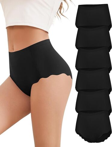 Cevapro Womens Underwear Seamless High Waisted Tummy Control Briefs No Show Full Coverage Wave Edge Ladies Panties 6 Pack in Saudi Arabia