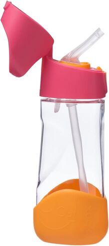 b.box 20oz Tritan Kids Water Bottle –Toddler Drink Bottle with Straw for School, Daycare, Travel w/Easy-Grip Triangular Design, Leak Proof Lid & Handle, BPA Free, Dishwasher Safe (Indigo Rose) in Saudi Arabia