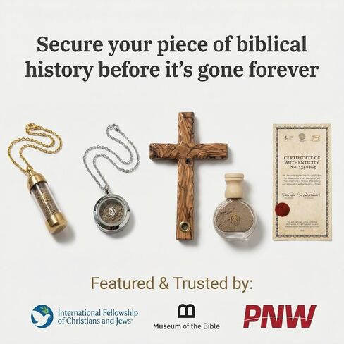 قلادة تربة جبل الهيكل الأصلية - قلادة مسيحية للنساء والرجال - قلادة الوعد الإلهي - هدايا معتمدة من الأراضي المقدسة من القدس، تذكار ديني للتبشير والصلاة in Kuwait