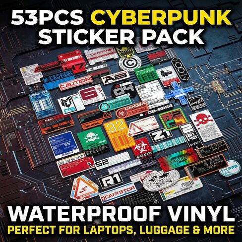 مجموعة ملصقات Cyberpunk [53 قطعة] - ملصقات خيال علمي للكمبيوتر المحمول، زجاجة مياه، معدات تقنية - ملصقات فينيل مقاومة للماء من الفينيل المقاوم للماء in Saudi Arabia