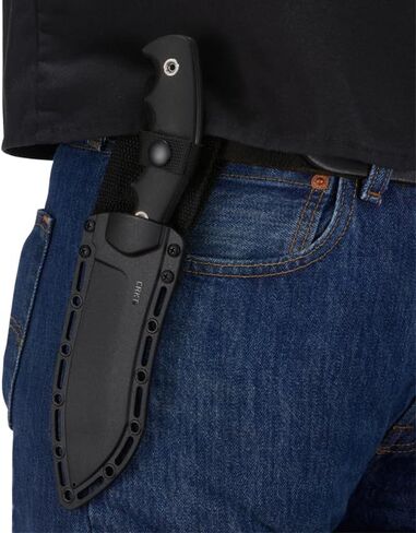 CRKT Catchall Outdoor Survival Fixed Blade Knife with Sheath: Stainless Steel Plain Edge Blade, Glass-Reinforced Nylon w/Rubber Overlay Handle, 2866 in Kuwait