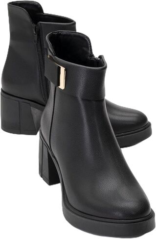 Prologue Rashe - Black Block Heel Zip Boot (Women) in Saudi Arabia