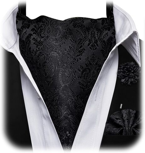 Ascot Tie Set for Men Paisley Floral Classic Cravat Silk Woven Pocket Square Lapel Pin Self Tie Scarf Wedding Party in Saudi Arabia