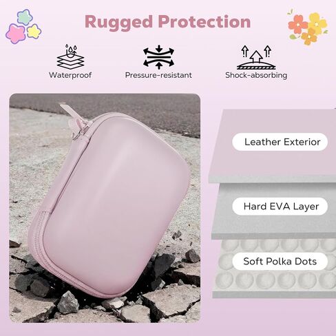 MoKo Digital Camera Case for KODAK PIXPRO FZ55/FZ45/CAMKORY DC403 FHD 1080P/Canon IXUS 285 HS/STUOGYUM DC402-AF, Small Cute Travel Carrying Protective Camera Case Bag with SD Card Slots, Pink in Saudi Arabia