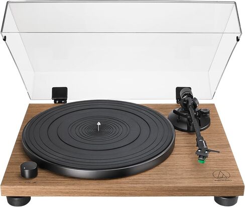 Audio-Technica AT-LPW40WN Fully Manual Belt-Drive Turntable - Walnut Bundle with Headphones, Cable, Slip Mat, Cleaning Kit, and Austin Bazaar Polishing Cloth in Saudi Arabia