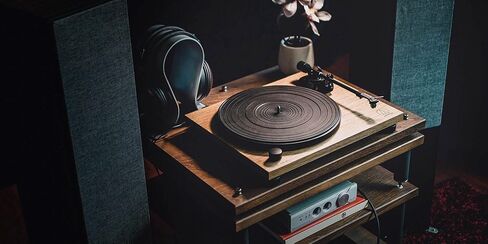 Audio-Technica AT-LPW40WN Fully Manual Belt-Drive Turntable - Walnut Bundle with Headphones, Cable, Slip Mat, Cleaning Kit, and Austin Bazaar Polishing Cloth in Saudi Arabia