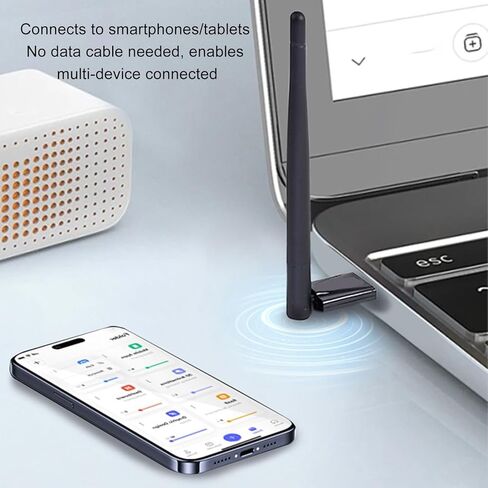 GOWENIC USB Bluetooth 5.4 Adapter for Desktop PC, Bluetooth 5.4 Long Range Receiver, USB Dongle 160m Transfer, Wireless Transfer for Mouse Keyboard Headphones Speakers in Saudi Arabia