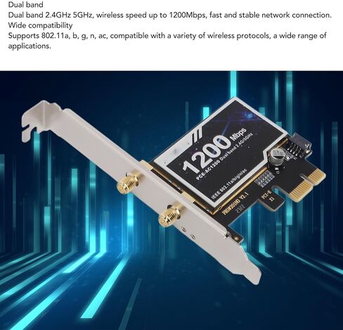 محول لاسلكي ثنائي النطاق من Zunate PCIE بسرعة 1200 ميجا بت في الثانية مع بلوتوث 4.2، بطاقة واجهة شبكة جيجابت 2.4 جيجا هرتز/5 جيجا هرتز، مجموعة شرائح 8265AC للكمبيوتر المكتبي 7/8/10 in Saudi Arabia