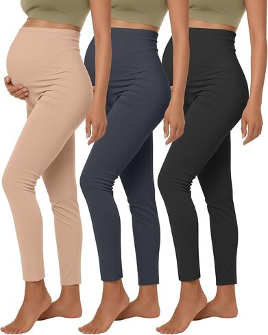 3 Pack Women's Maternity Lightweight Lounge Pants, Over The Belly Pregnancy Casual Pants High Waisted Activewear in Saudi Arabia