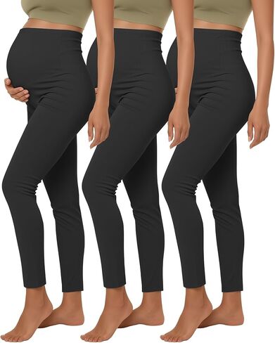 3 Pack Women's Maternity Lightweight Lounge Pants, Over The Belly Pregnancy Casual Pants High Waisted Activewear in Saudi Arabia