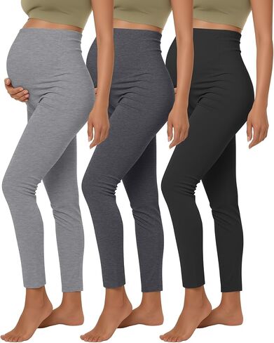 3 Pack Women's Maternity Lightweight Lounge Pants, Over The Belly Pregnancy Casual Pants High Waisted Activewear in Saudi Arabia