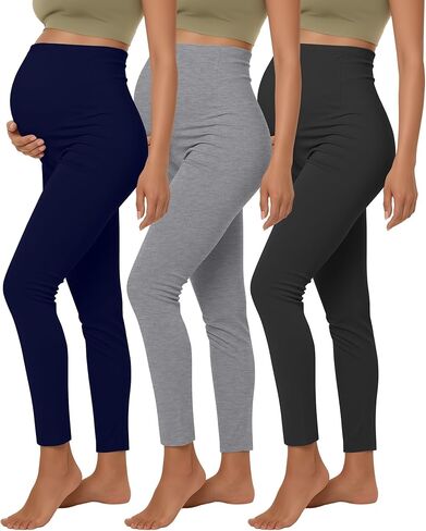 3 Pack Women's Maternity Lightweight Lounge Pants, Over The Belly Pregnancy Casual Pants High Waisted Activewear in Saudi Arabia