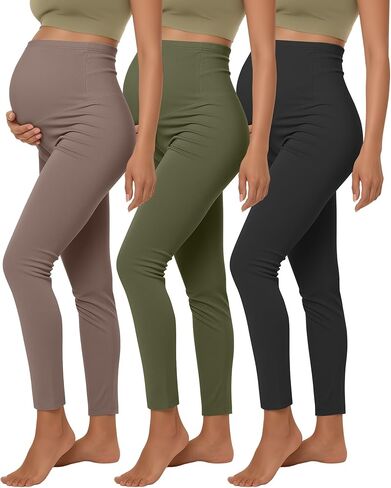 3 Pack Women's Maternity Lightweight Lounge Pants, Over The Belly Pregnancy Casual Pants High Waisted Activewear in Saudi Arabia