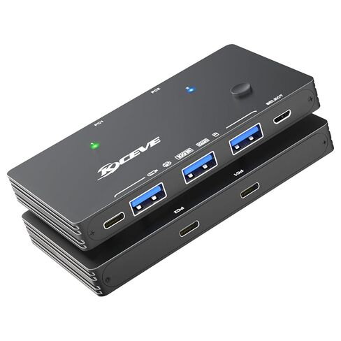 محول USB 3.2 لجهازي كمبيوتر محمول، محول KCEVE بسرعة 10 جيجابت في الثانية 2 في 4 مخرج USB C لجهازين كمبيوتر يشاركان 4 أجهزة USB، طابعة، ماسح ضوئي، ماوس، لوحة مفاتيح in Kuwait