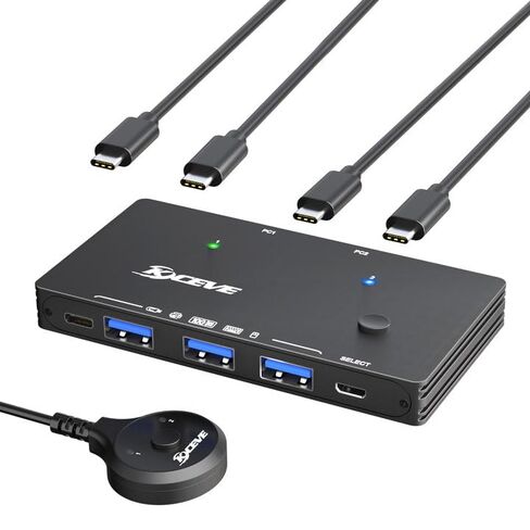 USB 3.2 Switch for 2 Laptop, KCEVE 10Gbps 2 in 4 Out USB C Switcher for 2 PC Share 4 USB Devices, Printer, Scanner, Mouse, Keyboard in Saudi Arabia
