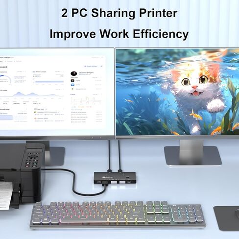 USB 3.2 Switch for 2 Laptop, KCEVE 10Gbps 2 in 4 Out USB C Switcher for 2 PC Share 4 USB Devices, Printer, Scanner, Mouse, Keyboard in Saudi Arabia