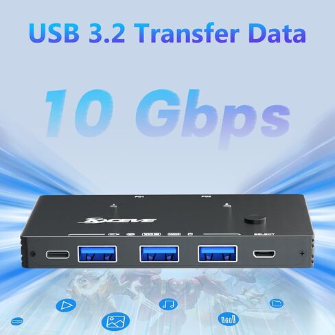 USB 3.2 Switch for 2 Laptop, KCEVE 10Gbps 2 in 4 Out USB C Switcher for 2 PC Share 4 USB Devices, Printer, Scanner, Mouse, Keyboard in Saudi Arabia