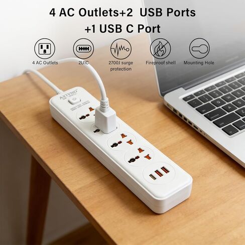 مزود بـ 4 منافذ USB (2 USB C) لأجهزة متعددة، ضروري للاستخدام في المنزل والمكتب والمهاجع، وواقي المقبس in Saudi Arabia
