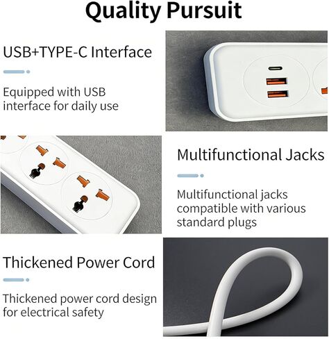 مزود بـ 4 منافذ USB (2 USB C) لأجهزة متعددة، ضروري للاستخدام في المنزل والمكتب والمهاجع، وواقي المقبس in Saudi Arabia