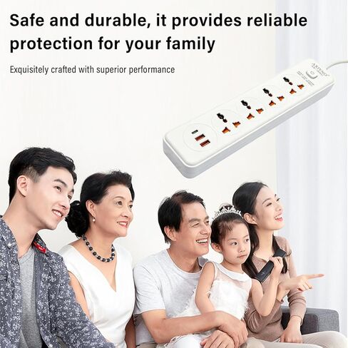 مزود بـ 4 منافذ USB (2 USB C) لأجهزة متعددة، ضروري للاستخدام في المنزل والمكتب والمهاجع، وواقي المقبس in Saudi Arabia