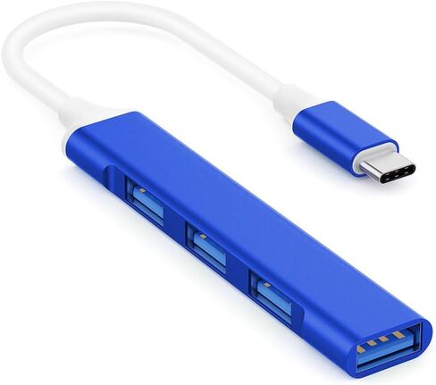 محول Mac USB C - محور محول USB من النوع C مع 4 منافذ: 1 USB 3.0 + 3 USB 2.0، تصميم ألومنيوم فائق النحافة، نقل بسرعة 5 جيجابت في الثانية، محول لجهاز Mac USB C، محور USB من النوع C (أزرق ملكي) in Saudi Arabia