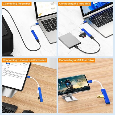 محول Mac USB C - محور محول USB من النوع C مع 4 منافذ: 1 USB 3.0 + 3 USB 2.0، تصميم ألومنيوم فائق النحافة، نقل بسرعة 5 جيجابت في الثانية، محول لجهاز Mac USB C، محور USB من النوع C (أزرق ملكي) in Saudi Arabia