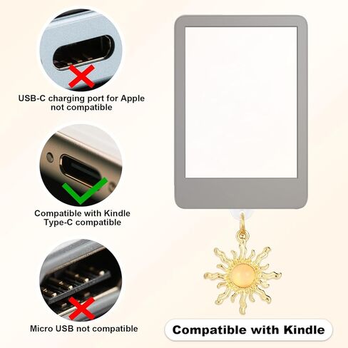 قطعتان من سدادات الغبار الخيالية المتوافقة مع Kindle والهاتف والأجهزة الإلكترونية من النوع C ومنفذ شاحن USB-C، سدادة غبار الشمس والقمر السماوية العتيقة ذات الطراز القديم (ذهبي) in Kuwait