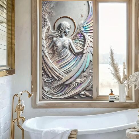 Static Cling Window Sticker 17.7x39.3 inch Stained Glass Window Film Static Cling Home Decoration Window Cover for Room Decor Home Office Glass Partitions in Saudi Arabia