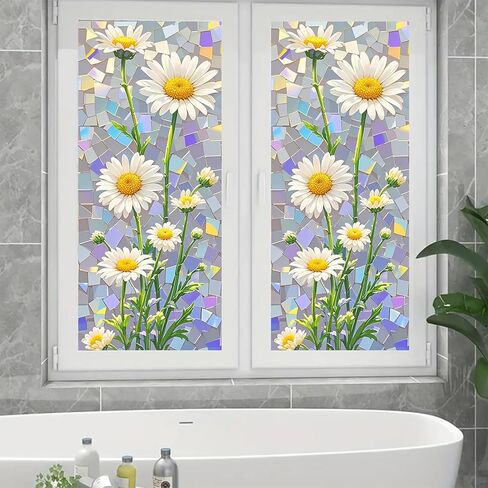 Static Cling Window Sticker 17.7x39.3 inch Stained Glass Window Film Static Cling Home Decoration Window Cover for Room Decor Home Office Glass Partitions in Saudi Arabia
