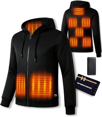 Heated Hoodie for Men Women with Fleece Lining, Hooded Heated Sweatshirt Hoodie with Battery Pack 7.4V 20000mAh in Saudi Arabia
