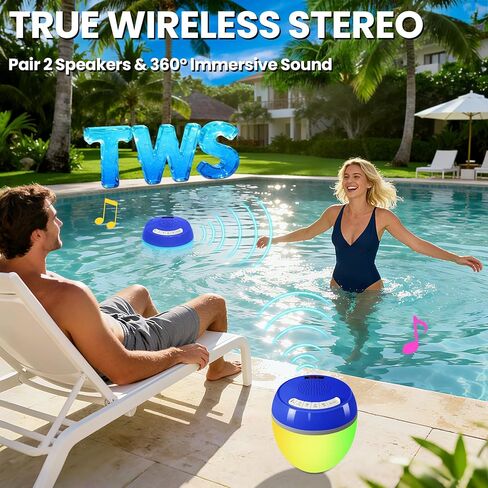 مكبر صوت بلوتوث 3 في 1 مع ميزان حرارة رقمي، مكبر صوت عائم لحوض السباحة مع أضواء ملونة، مكبرات صوت حوض استحمام ساخن IP68 مقاومة للماء، مكبر صوت TWS محمول، مكبرات صوت عائمة بصوت عال لحمام السباحة in Kuwait