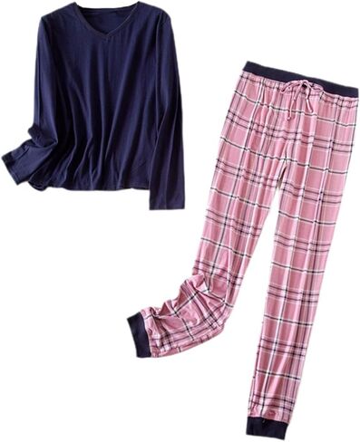 Women's Cute Pajama Set Long Sleeve Pajamas 2 Piece Fall Soft Cartoon Lounge Winter Casual V Neck Pj Set in Saudi Arabia
