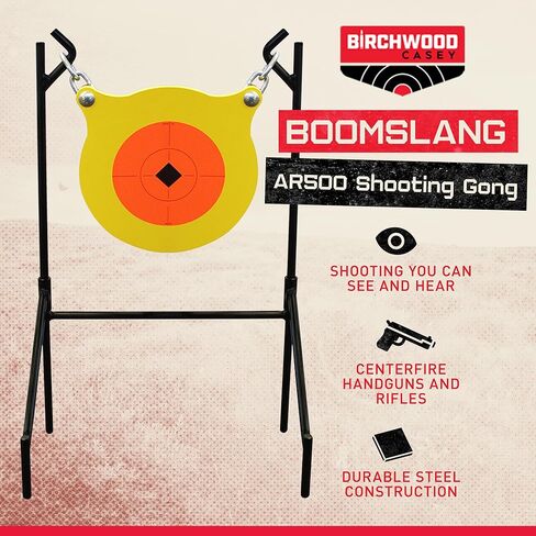 Birchwood Casey World of Targets Boomslang AR500 Steel Durable 0.5" Thick 9.5" Diameter Shooting Gong Target with Stand & Hanging Hardware in Saudi Arabia